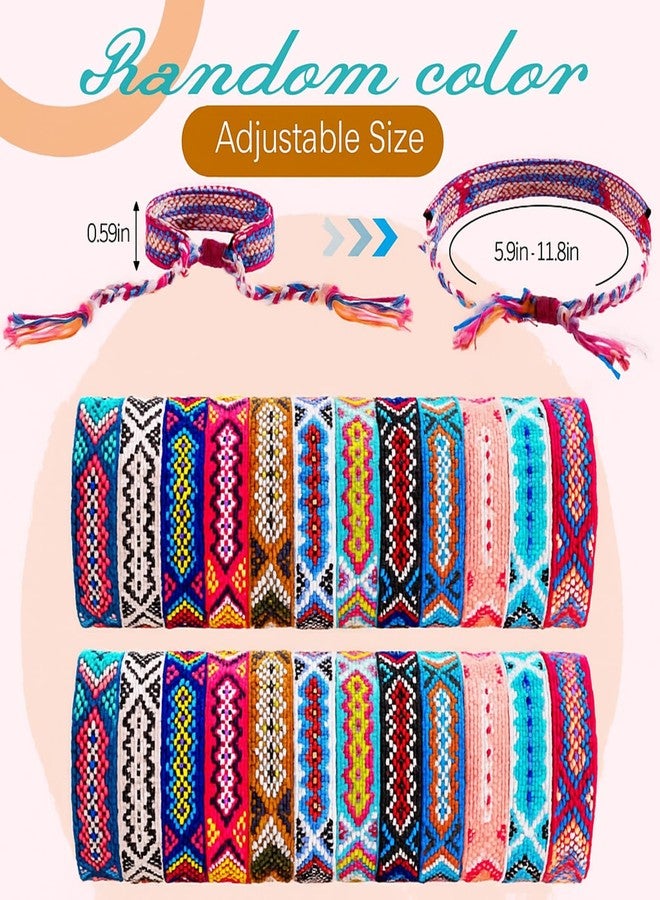 Henoyso 100 Pcs Woven Friendship Bracelets Bulk Adjustable Braided Bracelets Woven Nepal String Kids Bracelet with Sliding Knot Closure for Women Girls and Teens Camp 12 Random Colors - Image 2